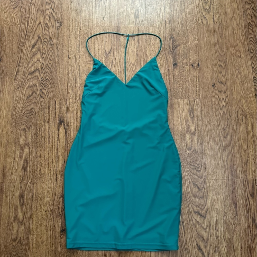 by the way green open back dress size small